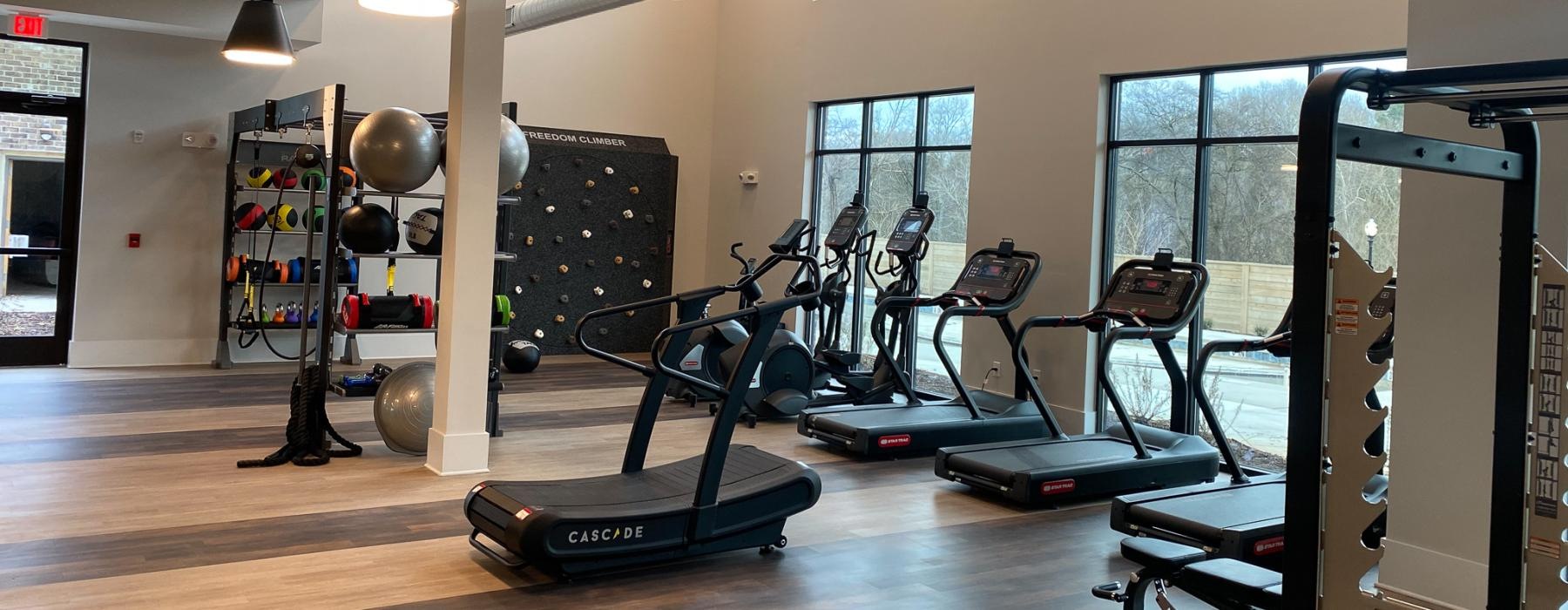 a gym with exercise equipment