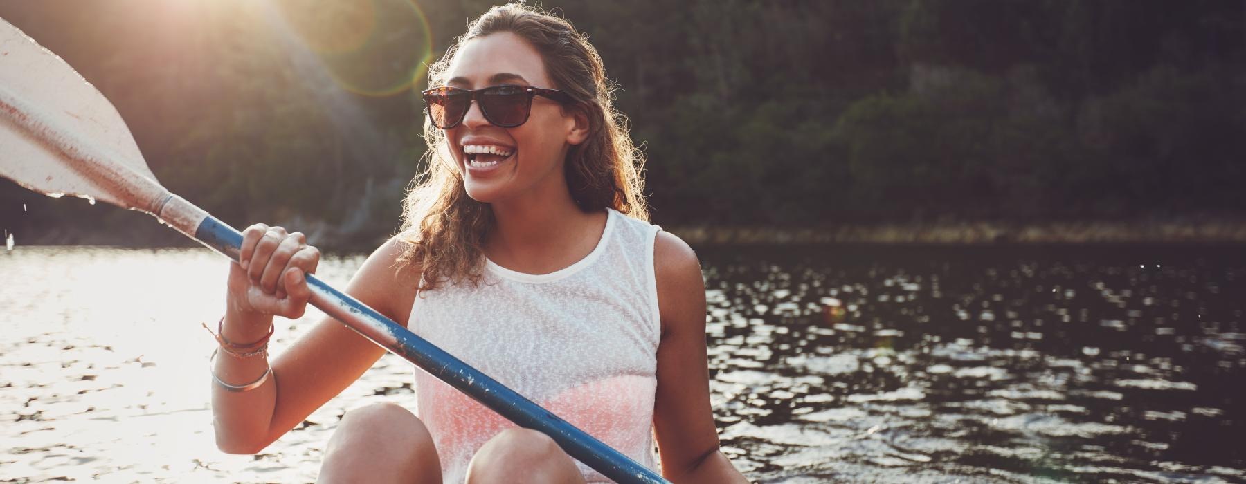 a woman on a boat